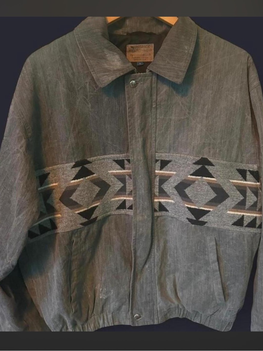 Men's Vintage Pendleton Western Wear Wool Canvas Bomber Jacket Size Large